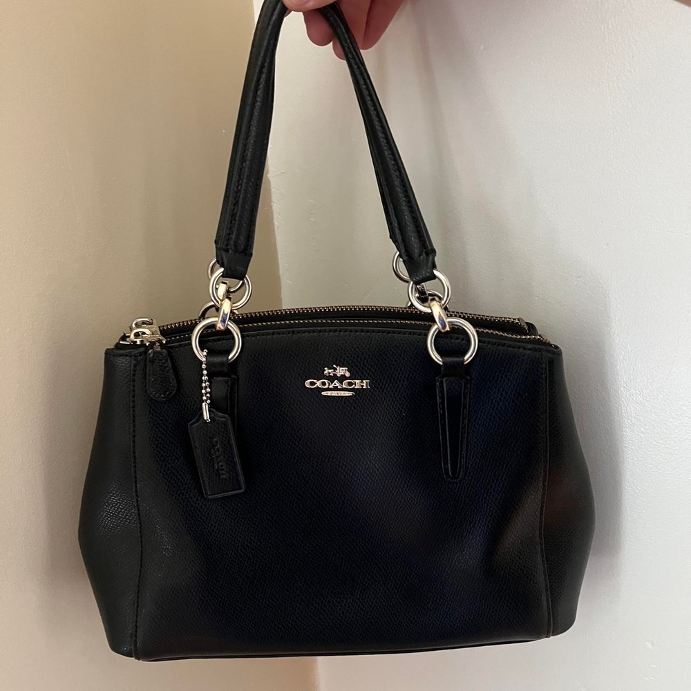 Y2K 2000s black leather coach mini christie carryall shoulder bag / handbag